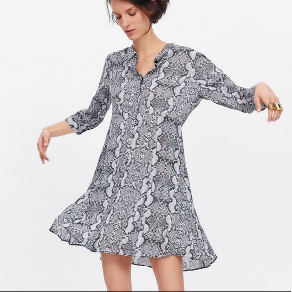 Zara Dresses & Skirts - Zara long sleeve collared snake baby doll dress